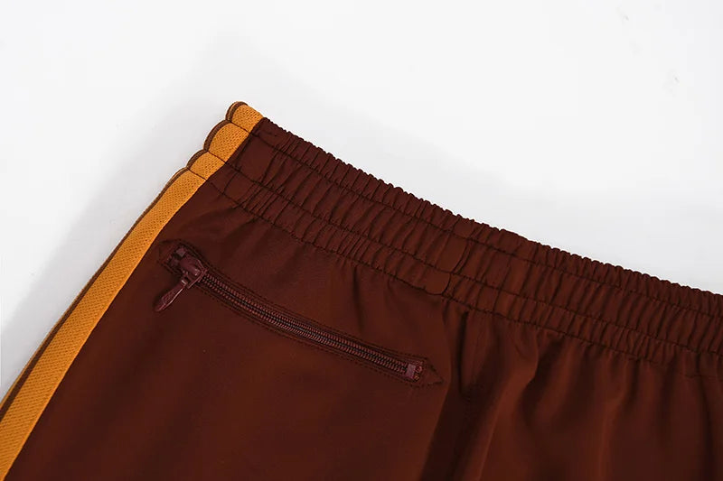 good quality brown motion casual pants men woman lovers trend side edge weaving embroidery drawstring loose trousers unique default style 5047