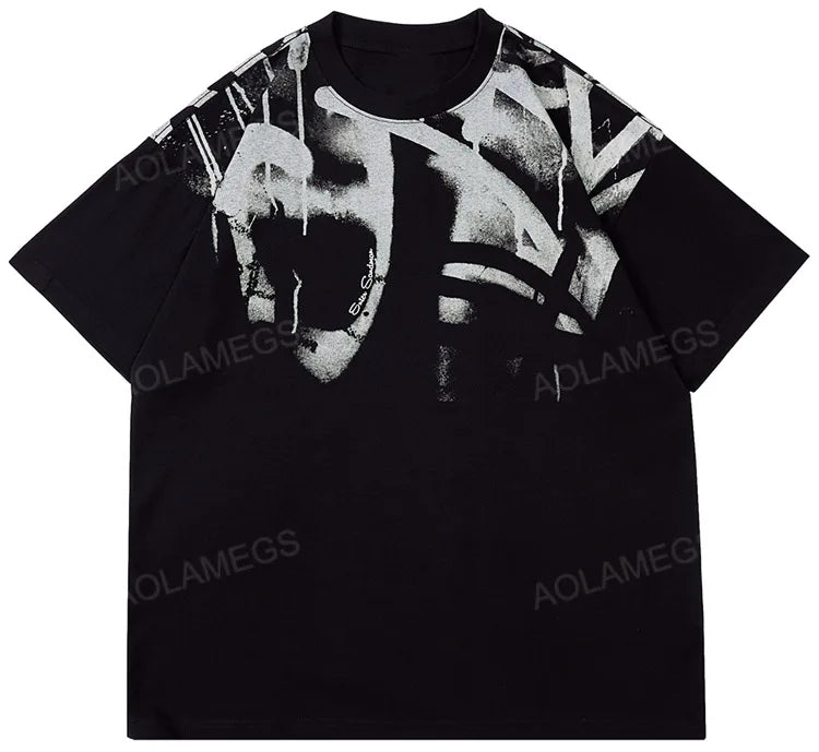 Y2k Tribal flame – Mens Y2K Tshirts Abstract Graffiti Graphic Tshirt Gothic Har