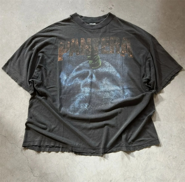Vintage 90s Rock Band Tee Dark Retro Classic Album Culture Print Casual Loose T-Shirt Tops