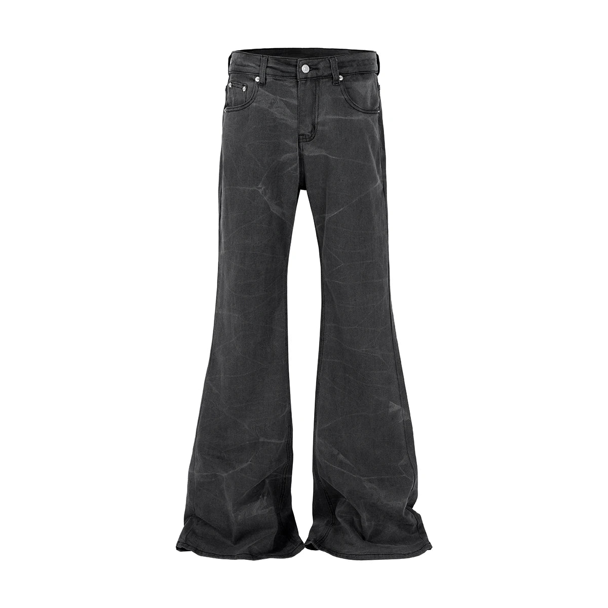 american tie dyed washed flared jeans european and american streetwear ripple design mens trendy distressed flare denim pants urban skinny jeans