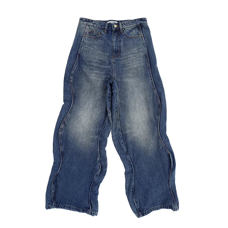 2024 autumn and winter new wave pants wash do old outline jeans urban skinny jeans