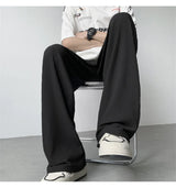 summer texture straight pants for men korean fashion baggy wide leg trousers casual drape pleated striped y2k pantalones hombre unique default style 501