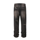 streetwear frayed hole distreesed ripped baggy jeans for men and women pantalones hombre y2k casual denim trousers oversized ripped baggy denim