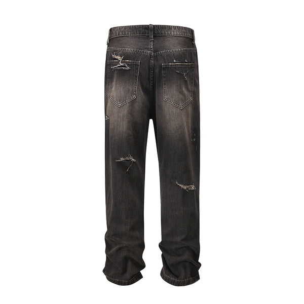 streetwear frayed hole distreesed ripped baggy jeans for men and women pantalones hombre y2k casual denim trousers oversized ripped baggy denim