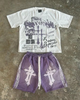 Gothic Graphic tee – Y2K Streetwear Brand Cross Pattern Printed Oversized T Shirt