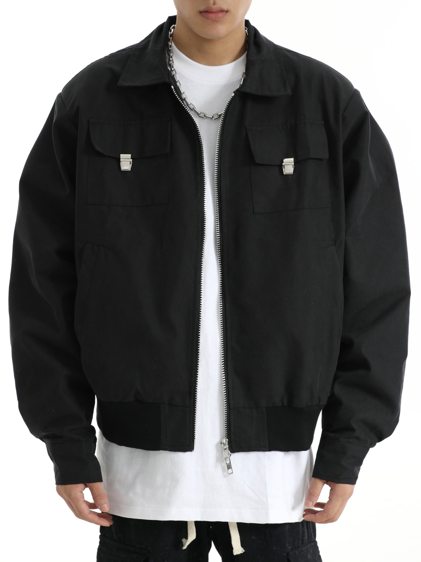 mens soild color jacket and coat casual zipper bomber jackets with pocket high street cargo outerwear short homme men clothin - variant style 2e28d7 for streetwear fashion