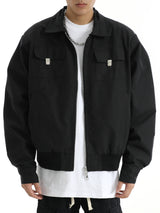 mens soild color jacket and coat casual zipper bomber jackets with pocket high street cargo outerwear short homme men clothin - variant style 2e28d7 for streetwear fashion