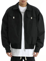 mens soild color jacket and coat casual zipper bomber jackets with pocket high street cargo outerwear short homme men clothin - variant style 39a541 for streetwear fashion