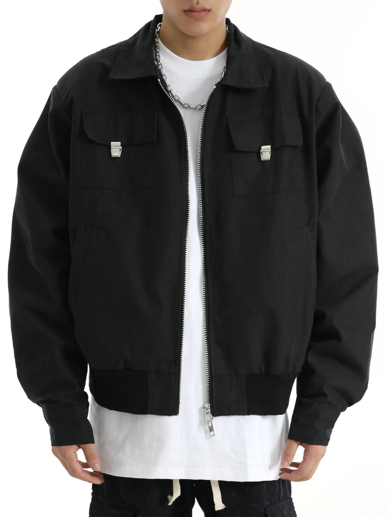 mens soild color jacket and coat casual zipper bomber jackets with pocket high street cargo outerwear short homme men clothin - variant style 39a541 for streetwear fashion