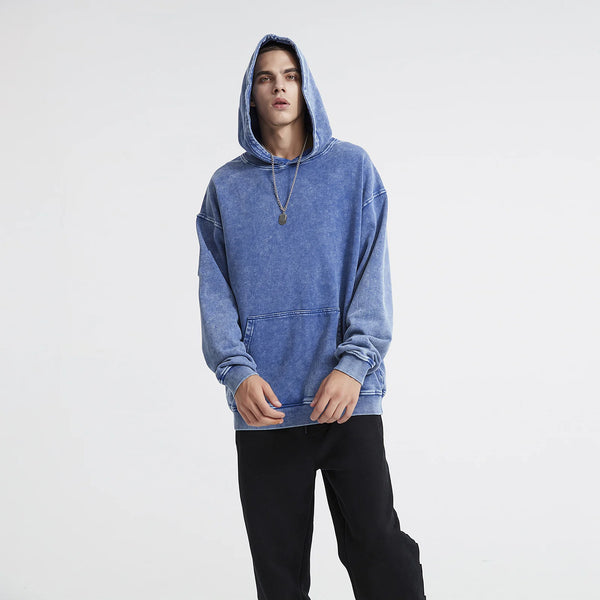 Kanye Vintage Distressed Solid Hooded Hoodie Oversize Washed Wax Dyein
