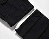 american streetwear zipper cargo straight trousers two different wearing washed detachable multi pocket mens balck tactical pant unique cargo style 1843