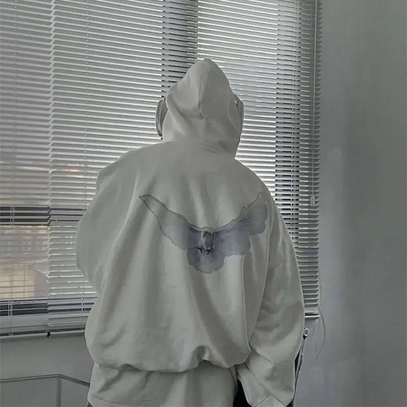 glitchcore vintage anime featuring high quality double layer pigeon kanye high street retro oversized mens and womens hoodie