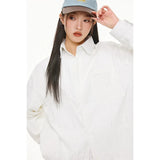 Wrinkled Fabric Casual Long Sleeve Shirt Men and Women Solid Color Streetwear Fashion Loose Black White Shirts Oversize Blouses
