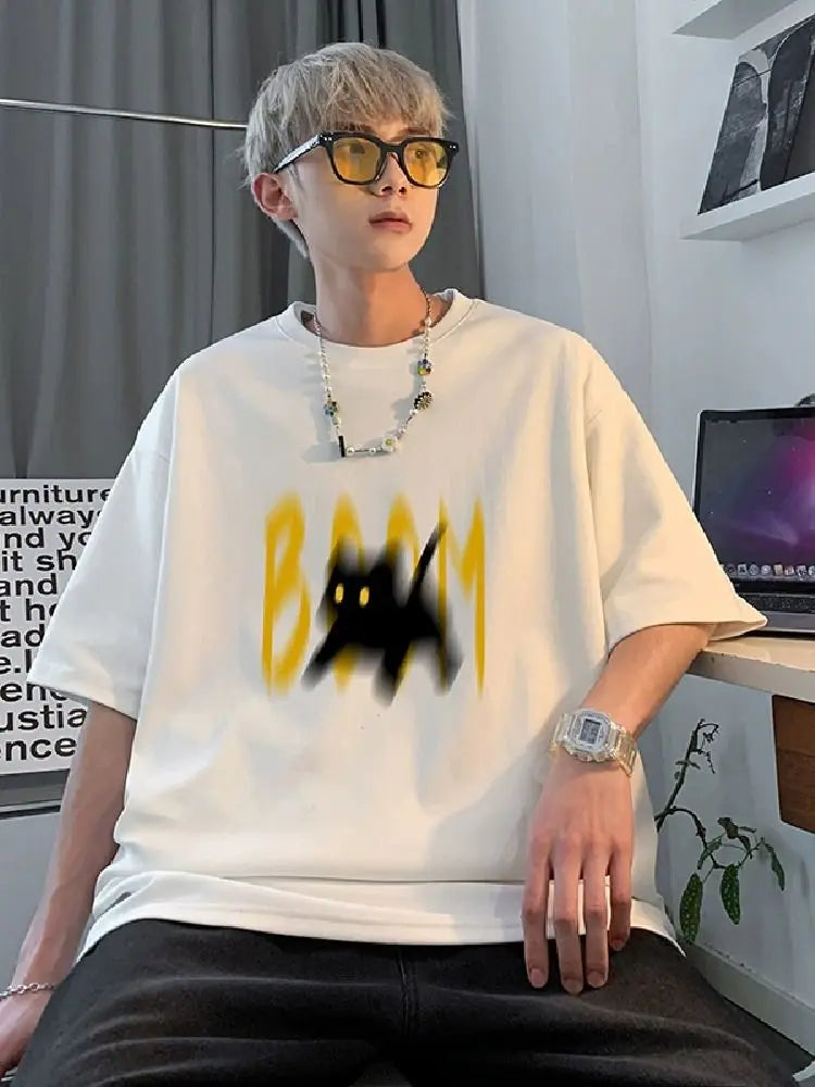 Cyberpunk Aesthetic piece – Japanese Fun And Trendy Cat Print New Short Sleeved T Shirts