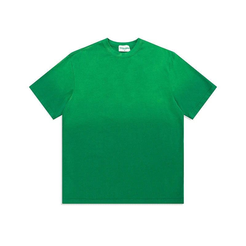 Spring Summer New Products Fried Color Wash Water Gradient Color Loose Short-sleeved Casual Basic Bottoming Round Neck
