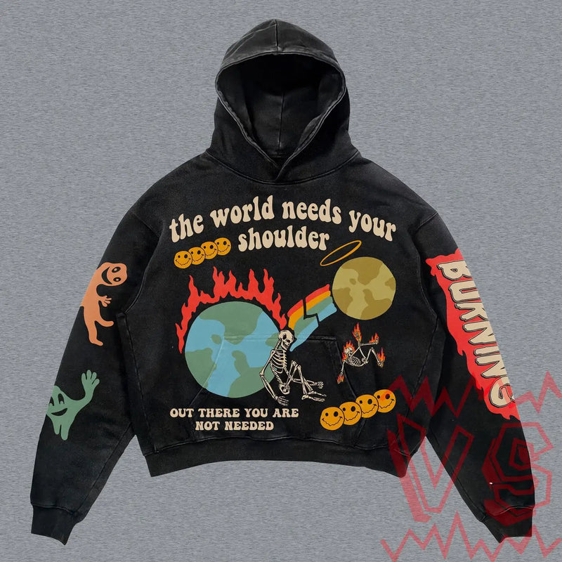 Skatercore Fit – Harajuku Skull Letter Oversized Sweatshirt Hoodie Body Armor – Streetwear Fashion for Men & Women