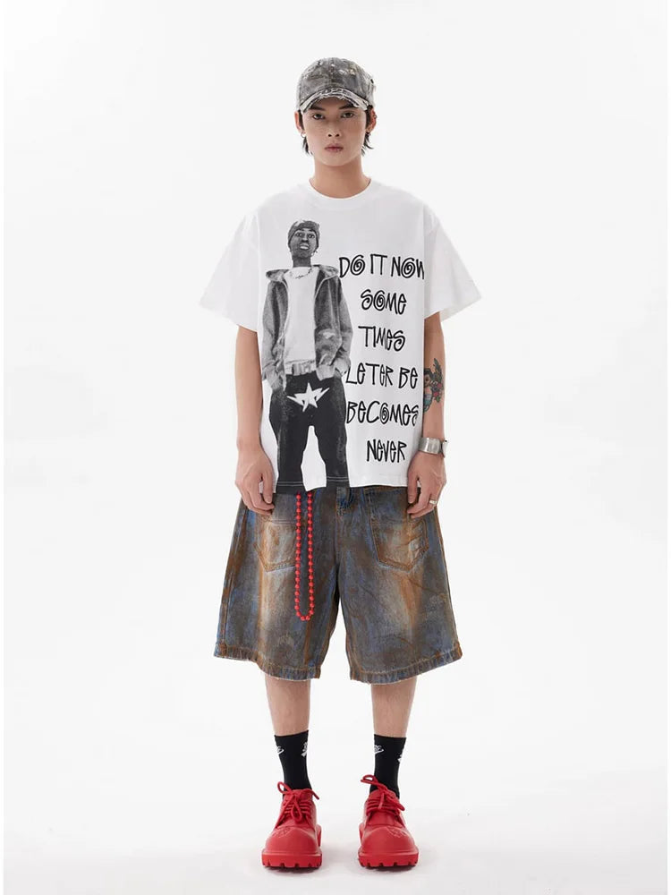 Y2K logo tee with fade gradient and smiley overlay