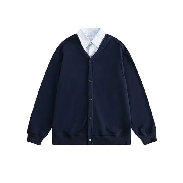 mens casual 2 pcs sets fake two pieces cotton shirt corduroy street wide leg pants sets japanese college retro couples suit unique default style 4568