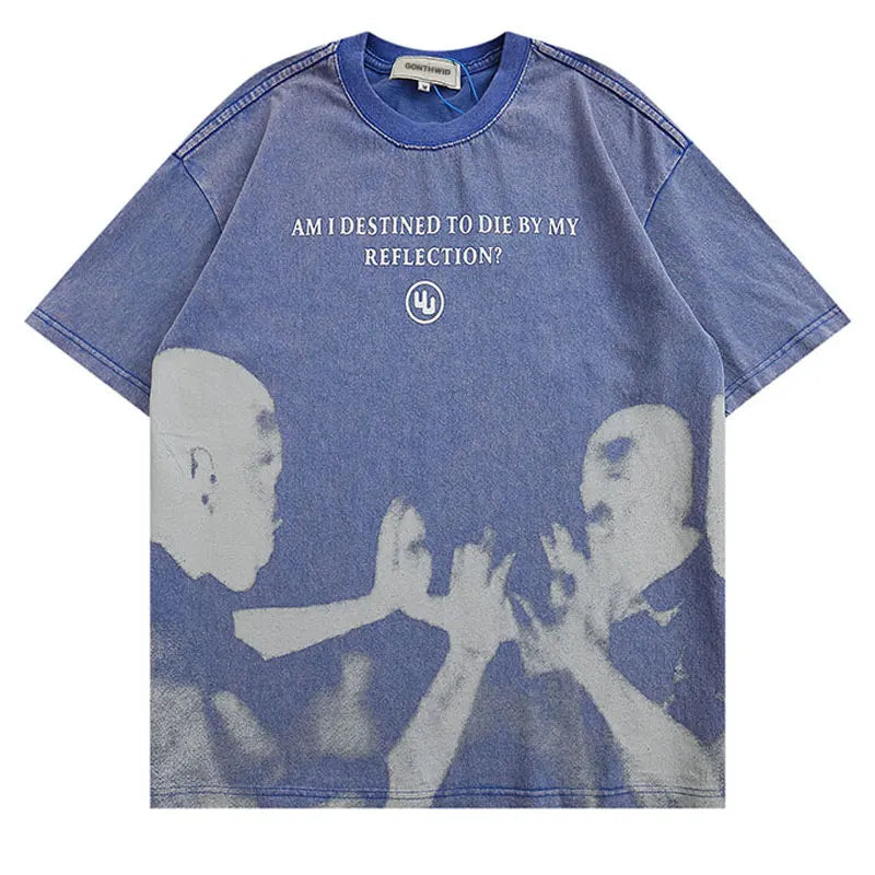 Glitchcore Fashion – Mens Punk T Shirt Streetwear Hip Hop Vintage Retro Graphic P – Modern Streetwear for Everyone