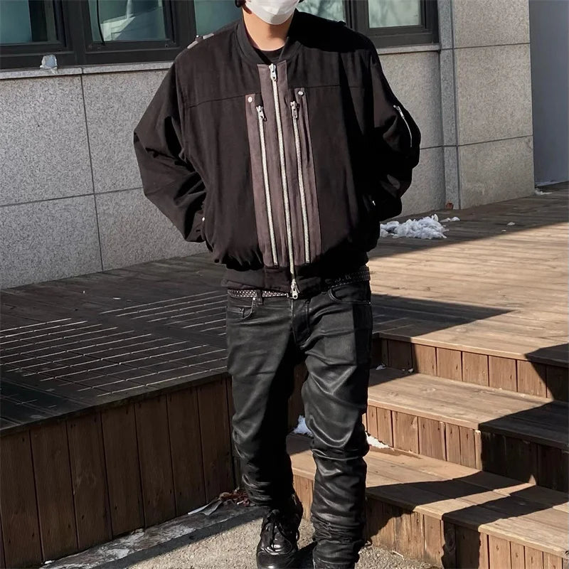 undermycar 2023 deconstructed multi zipper autumn winter flight jacket nan streetwear fashion photo stylish outerwear men urb - variant style 346f41 for streetwear fashion