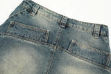 streetwear side pockets pleated washed blue jeans unisex straight baggy y2k denim pants ropa hombre casual cargo pants oversized unique cargo style 1200