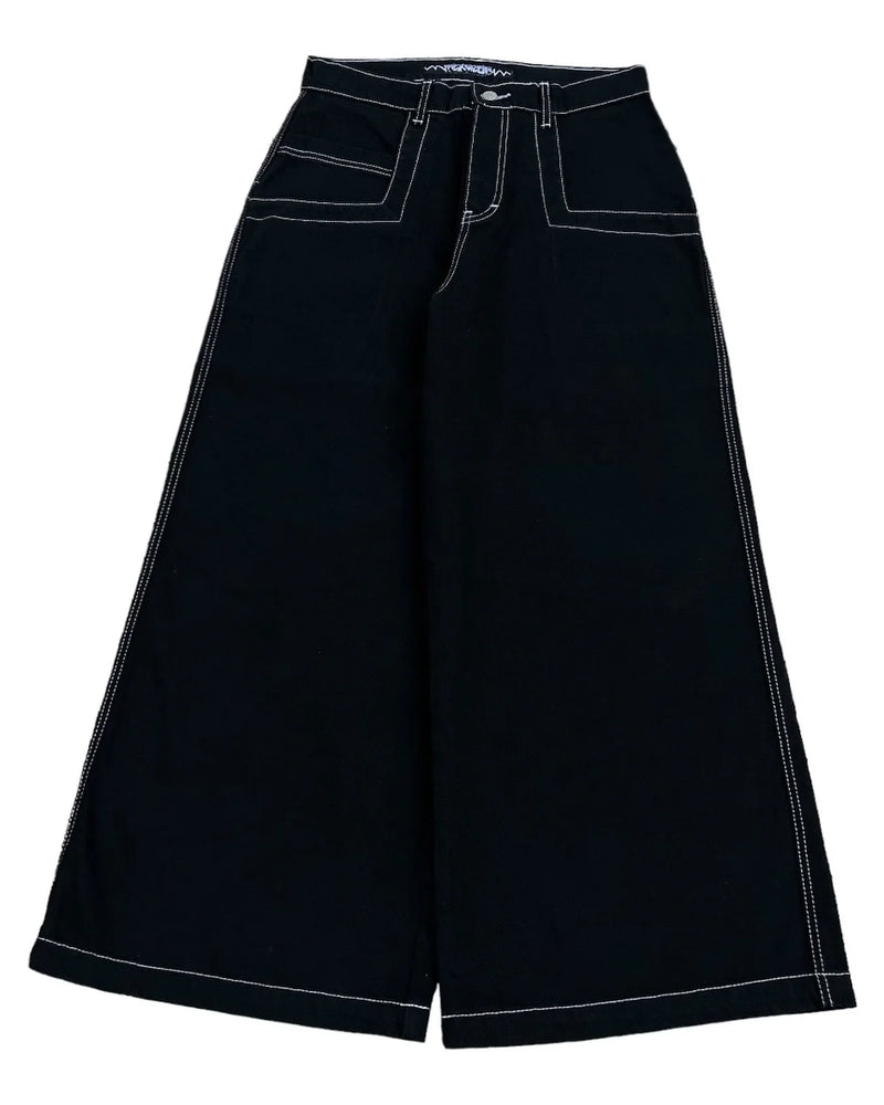 hip hop rock street baggy jeans y2k oversized pocket letter embroidery wexwear men women fashion retro high waist wide leg pants unique jeans style 5601