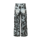 vintage dirty tie dye baggy jeans men multi pocket loose white straight jeans trousers luxury designer oversized denim pant urban skinny jeans