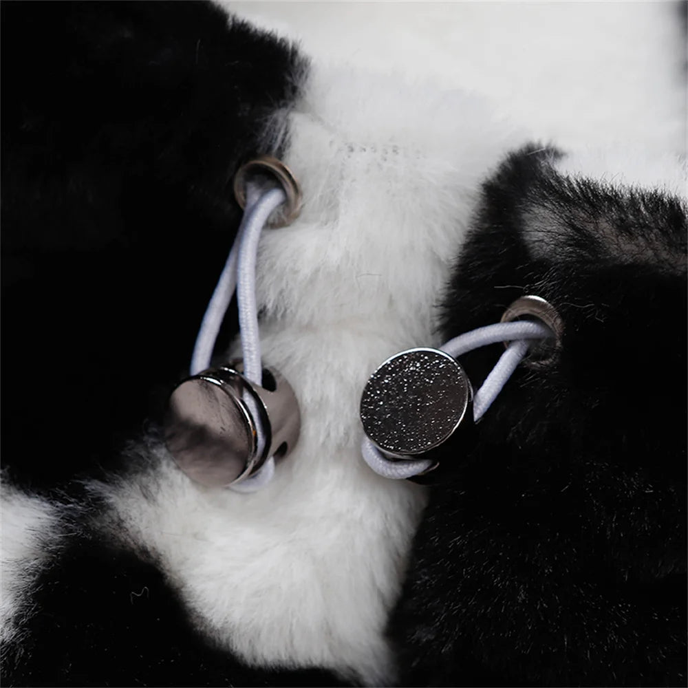 Abcvan Snaki 2023 New High Quality Black and White Plaid Rabbit Hair Cotton Coat Men's and Women's Coat