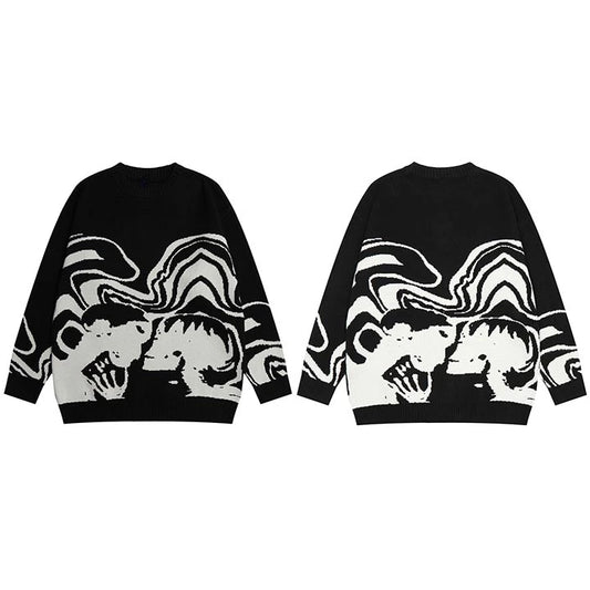 grunge oversized flame jumper built for warmth and edge, essential for winter street style, men’s streetwear clothing piece f