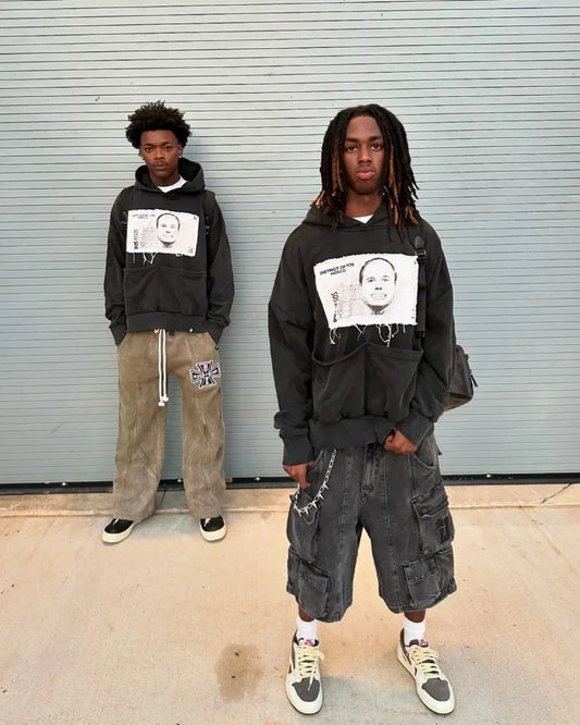 Gothic Fashion Hip Hop Personality Oversized Hoodie Women Y2K Double P