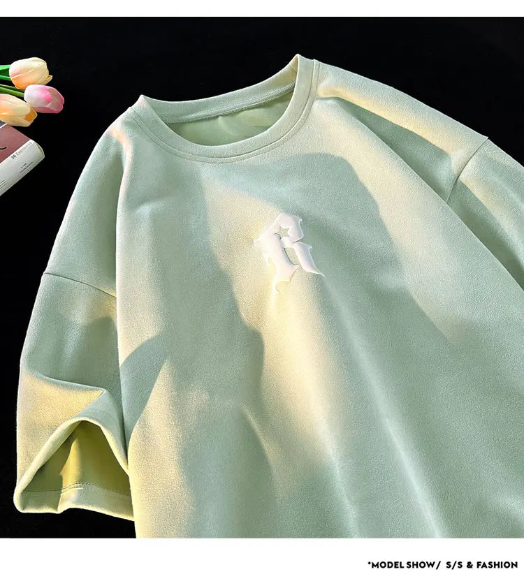 Foaming Printing Fashion Loose Tops High Street Youth Short Sleeve Tee Shirt