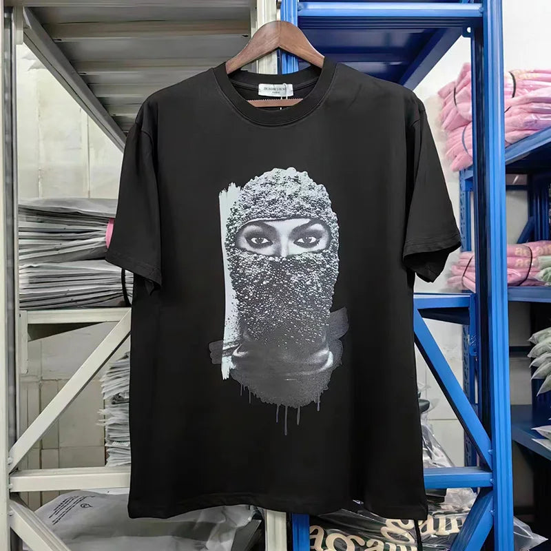 Glitchcore Fashion – High Quality Ih Nom Uh Nit T Shirt Masked Men Letter Printin – Urban Streetwear for Men & Women