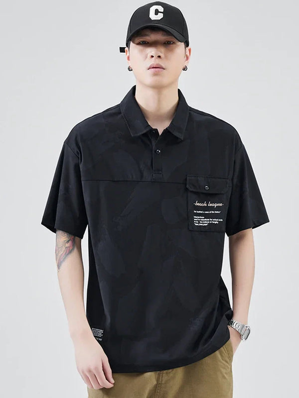 Gothic Oversized shirt – Summer Short Sleeve Lapel Polo Shirt Mens Full Print Tee Shirt