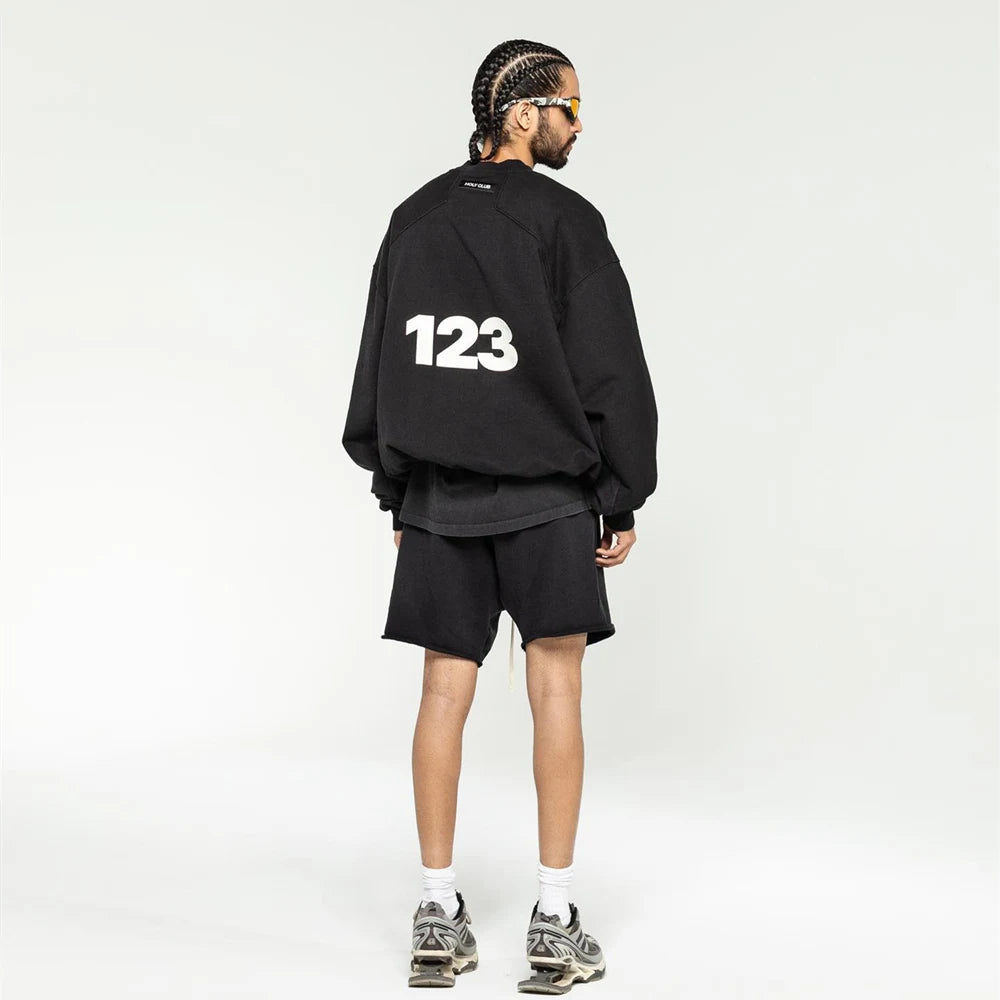 frog drift streetwear high street rrr123 logo hip hop short loose terry pants sweatpants for men streetwear sweatpants