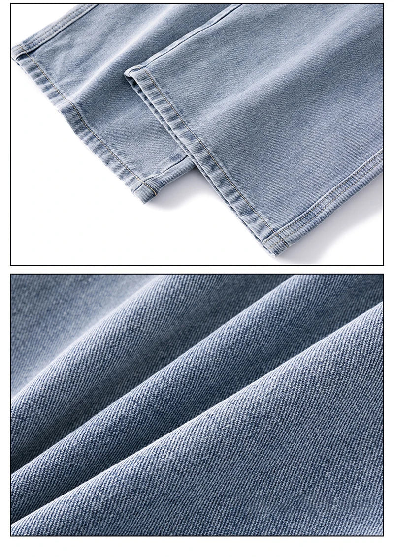 autumn korean fashion drawstring y2k jeans homme classic baggy straight wide leg pants 2025 new hip hop streetwear casual jean unique jeans style 703