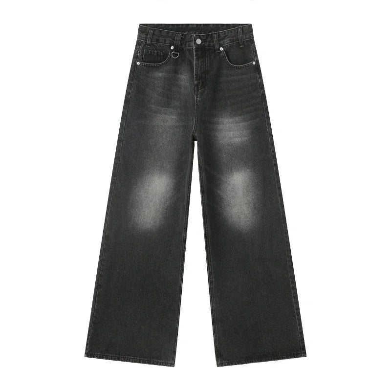 streetwear vintage y2k men s jeans black baggy trousers new wide leg denim pants hip hop harajuku distressed straight pants unique jeans style 760