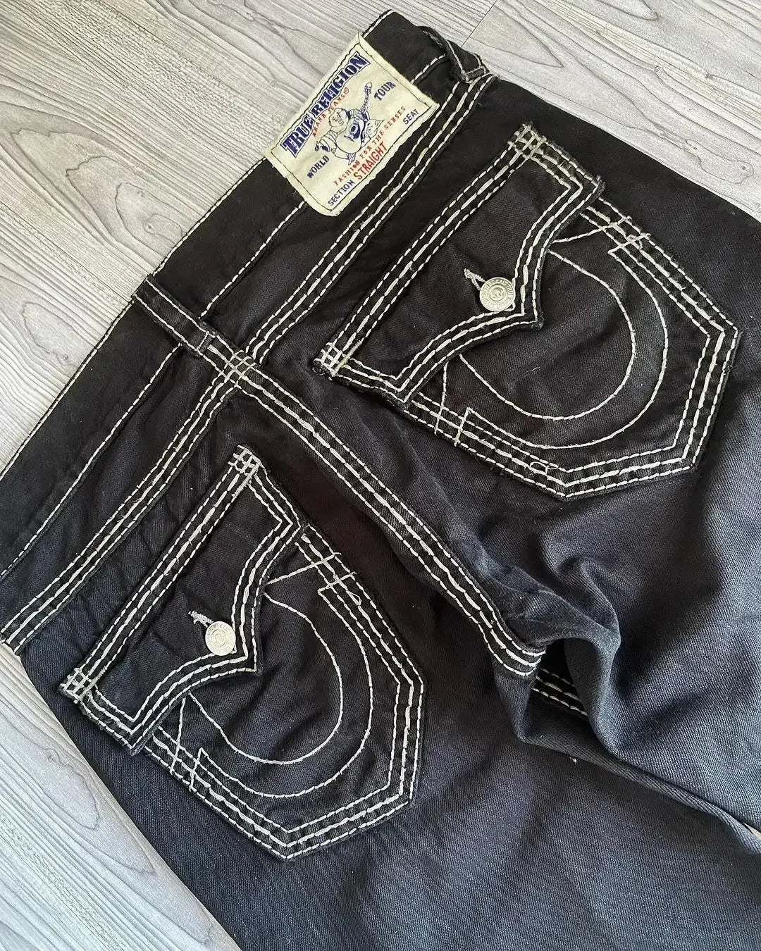 hip hop street leisure y2k pants true religion gothic fashion embroidered straight leg wide leg baggy jeans women clothing unique jeans style 2995