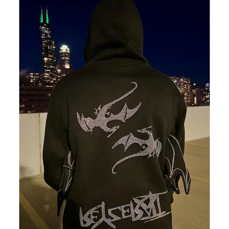 Hip Hop Loose Jacket Interesting Dragon Bat Sleeve Retro Tops Retro St
