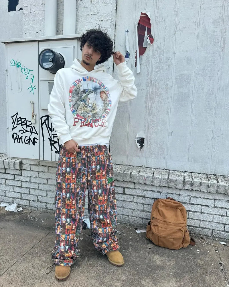 Harajuku Y2K War Print Pattern Popular Hoodies Women Hoodie Coats Stre