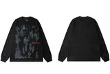 Men Suede Sweatshirt Streetwear Shadow Graphic Harajuku Pullover 2023