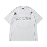 Harajuku Broken heart – Y2K Streetwear Reflective Strip White Black Oversized T Shir
