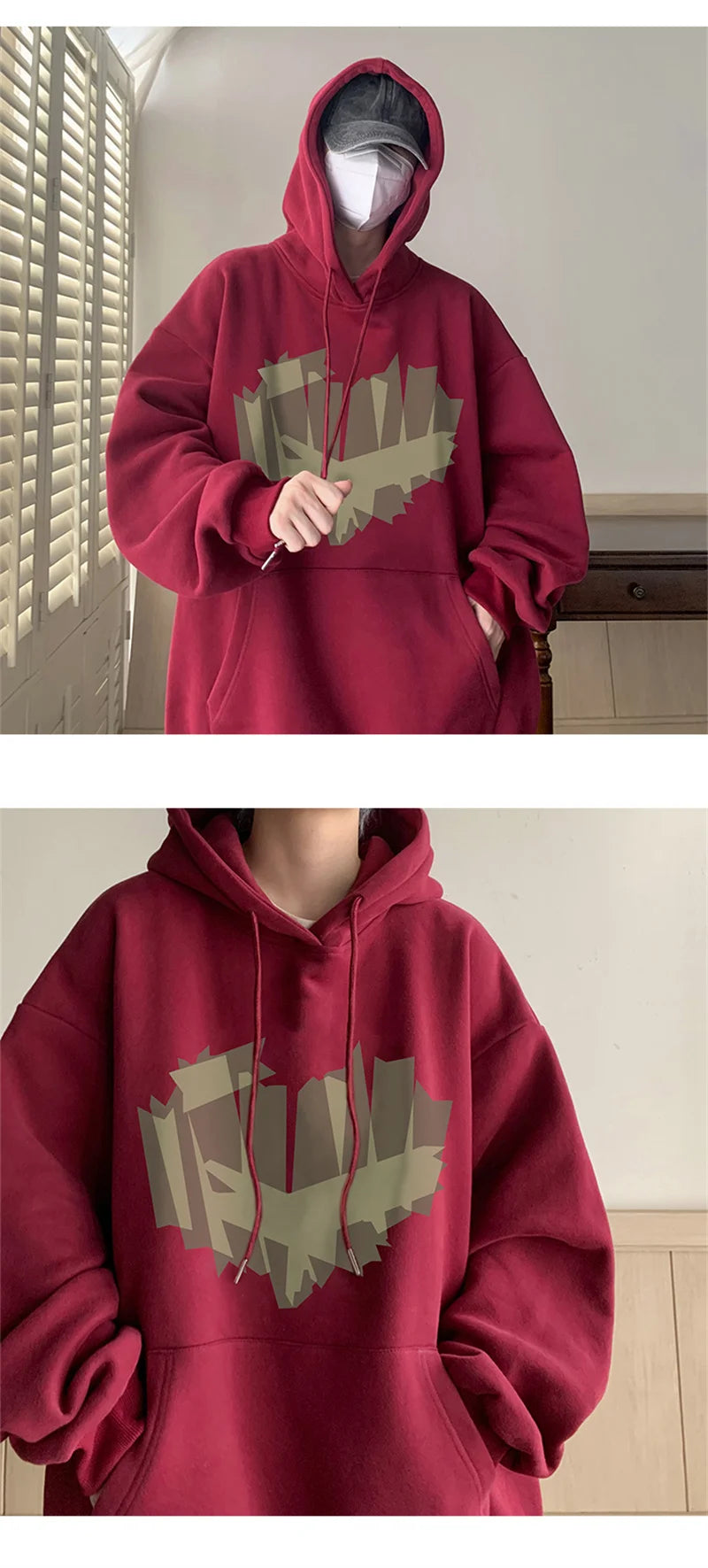 Autumn New Love Graphic Print Hoody Sweatshirts Man Hip Hop Oversized