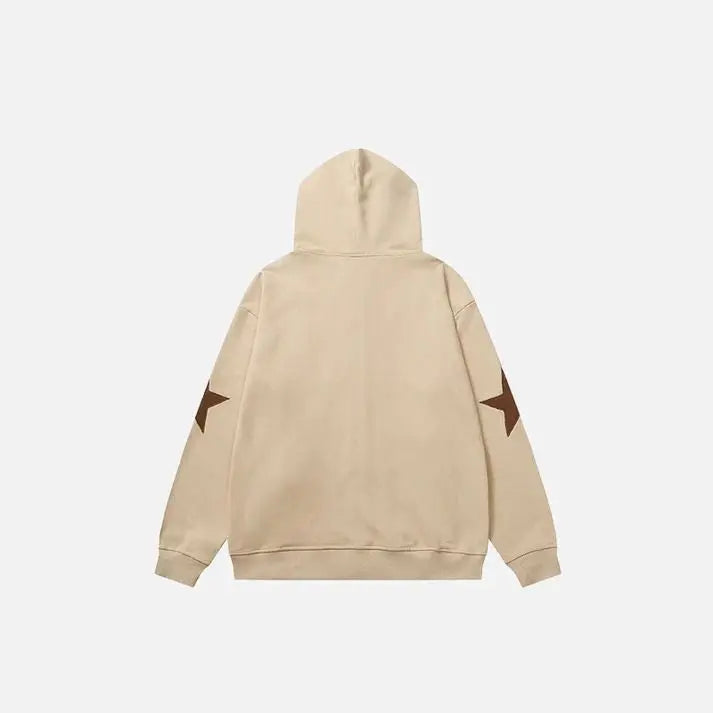 European American Casual Y2K Personalized Five-pointed Star Hoodie Trend Ins Retro Loose Y2k Zipper Sweatshirt for Men and Women