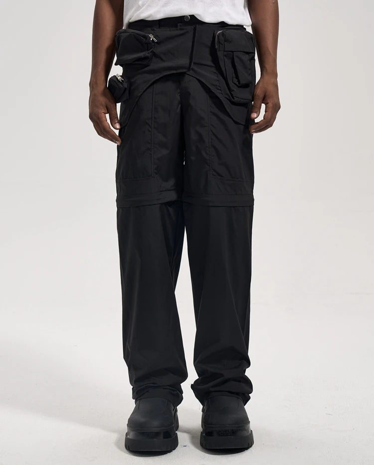 fashion detachable pants streetwear mens new casual hip hop streetwear cargo pocket tactical trousers straight joggers men pants unique joggers style 1634