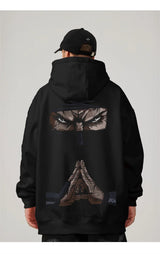 Funny Anime Ninja Mudra Graphic Printed Hoodies For Men Hip Hop Streetwear Pullovers Hooded Sweatshirts Y2K Goth Fashion