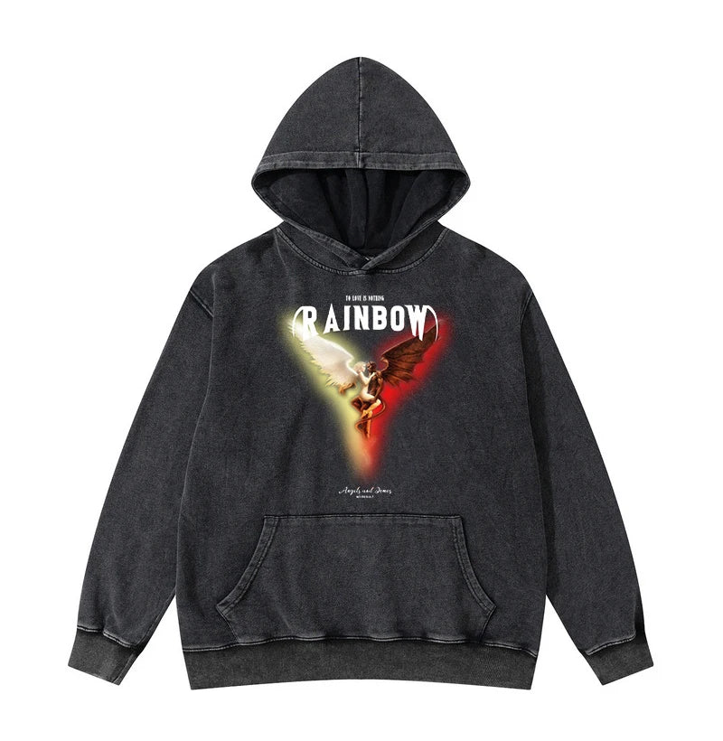 Rainbowtouches 2022 Hoodies Men High Street Fashion Old Washing Demon