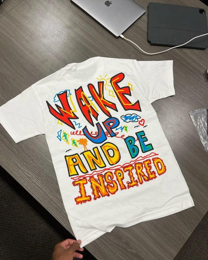 Sadcore Vintage t-shirt – Y2K Summer High Street Fashion Letters Eye Print Men Short S