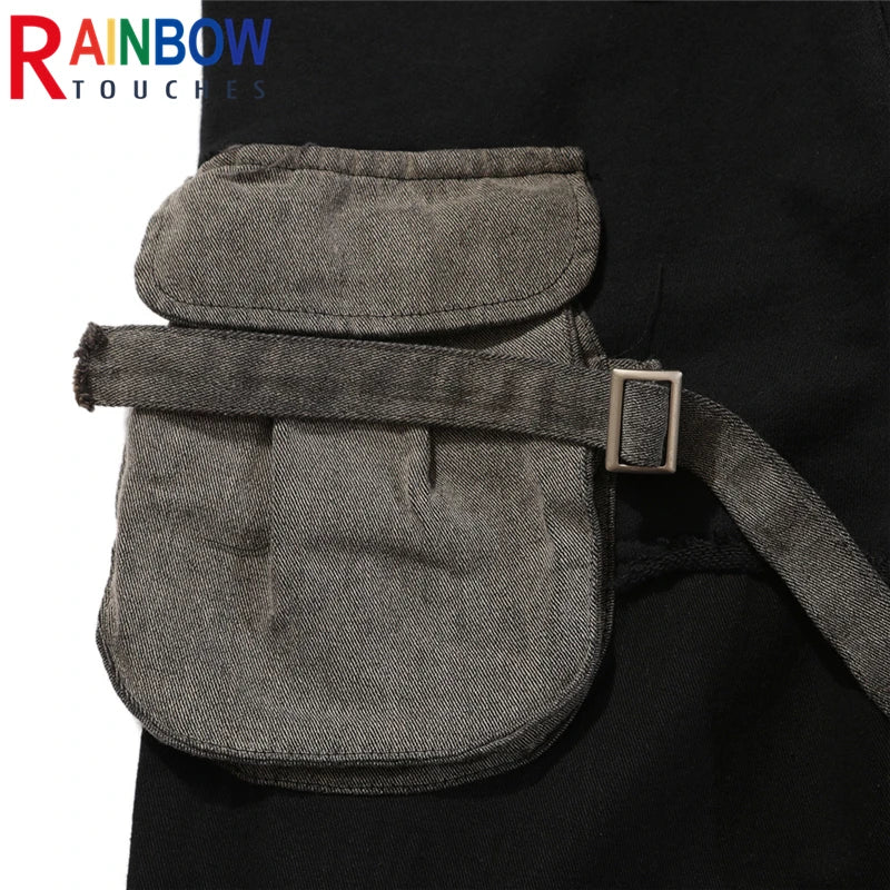 rainbowtouches fashion classic brand mens cargo pants casual color contrast trousers loose straight high street style overalls utility cargo pants