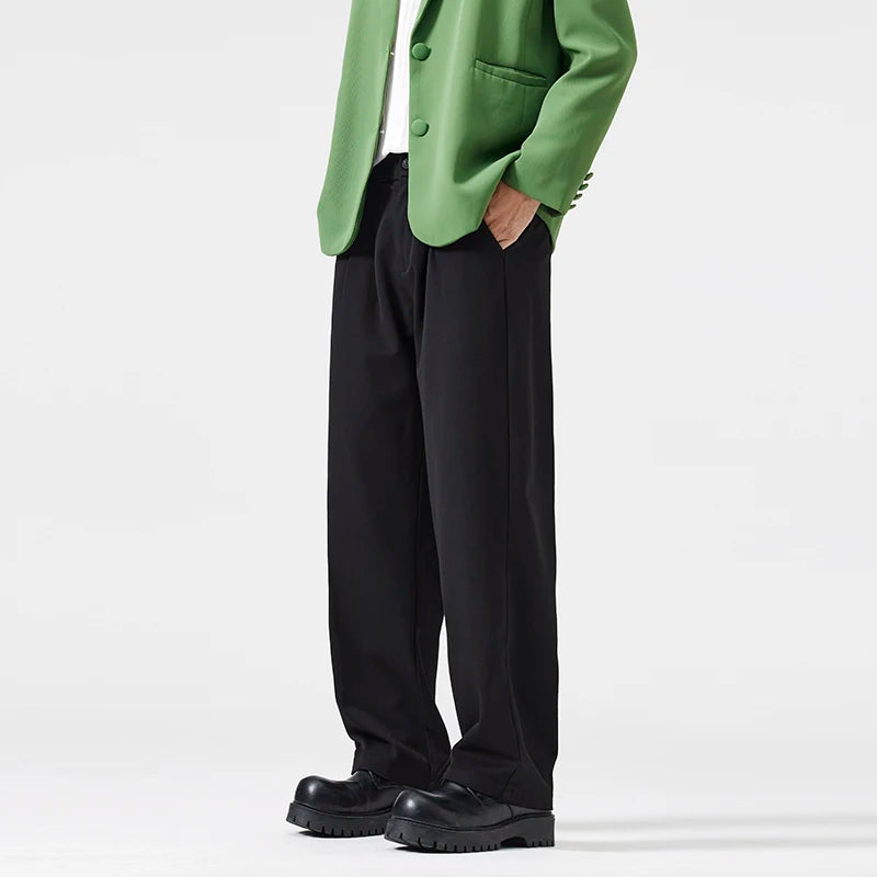 suit pant men korean streetwear fashion loose casual plus size straight suit pant office man commuter pants trousers unique default style 2244
