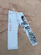 harajuku popular anime kokushibo print baggy jeans new style wide leg trouser y2k streetwear for men women high waist pants unique jeans style 4281